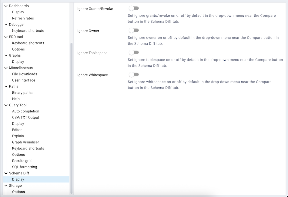Preferences schema diff